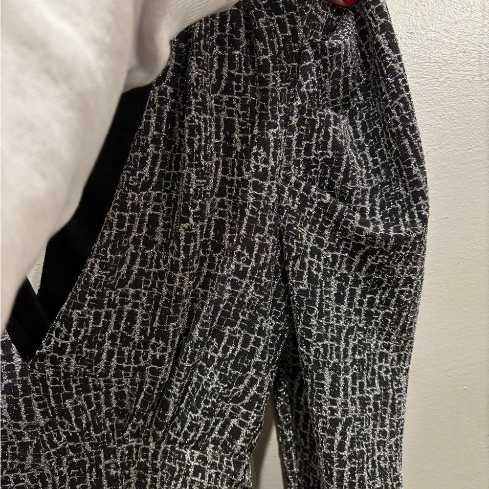 Lulu's Black and White Sheath Dress Puff Sleeve sparkle formal form fit holiday - Picture 8 of 13